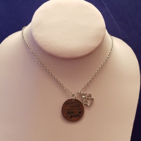 Road to my Heart Paw Prints Necklace - Picture 2 of 3
